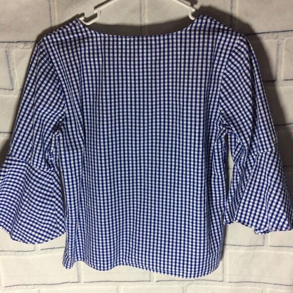 Jane and Delancey Blue White Gingham top SZ S - Picture 2 of 4